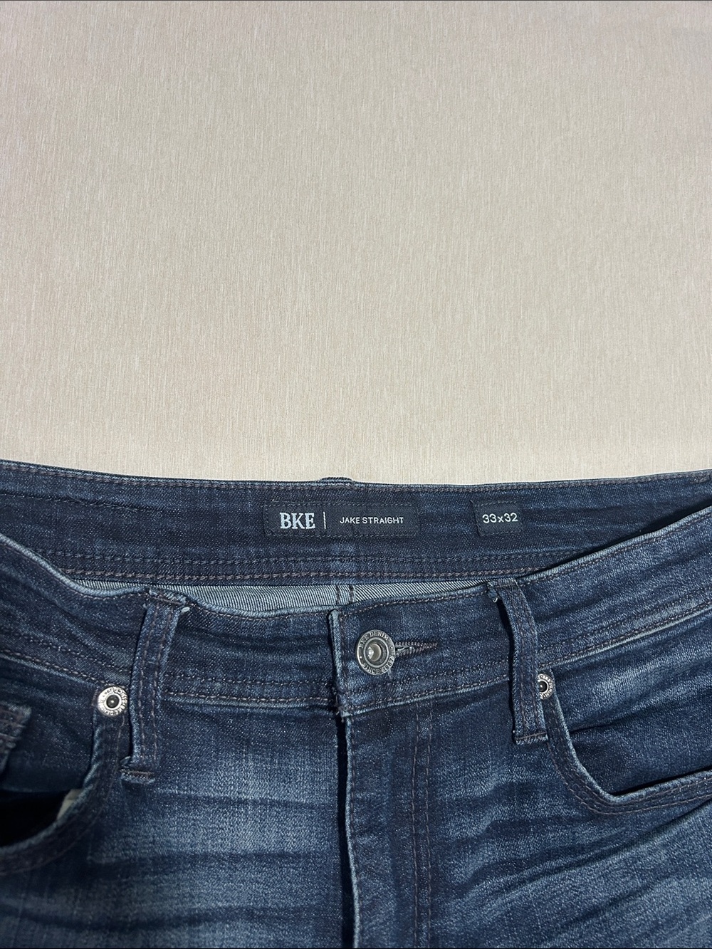 BKE Men's Blue Washed straight Jeans - Picture 2 of 3
